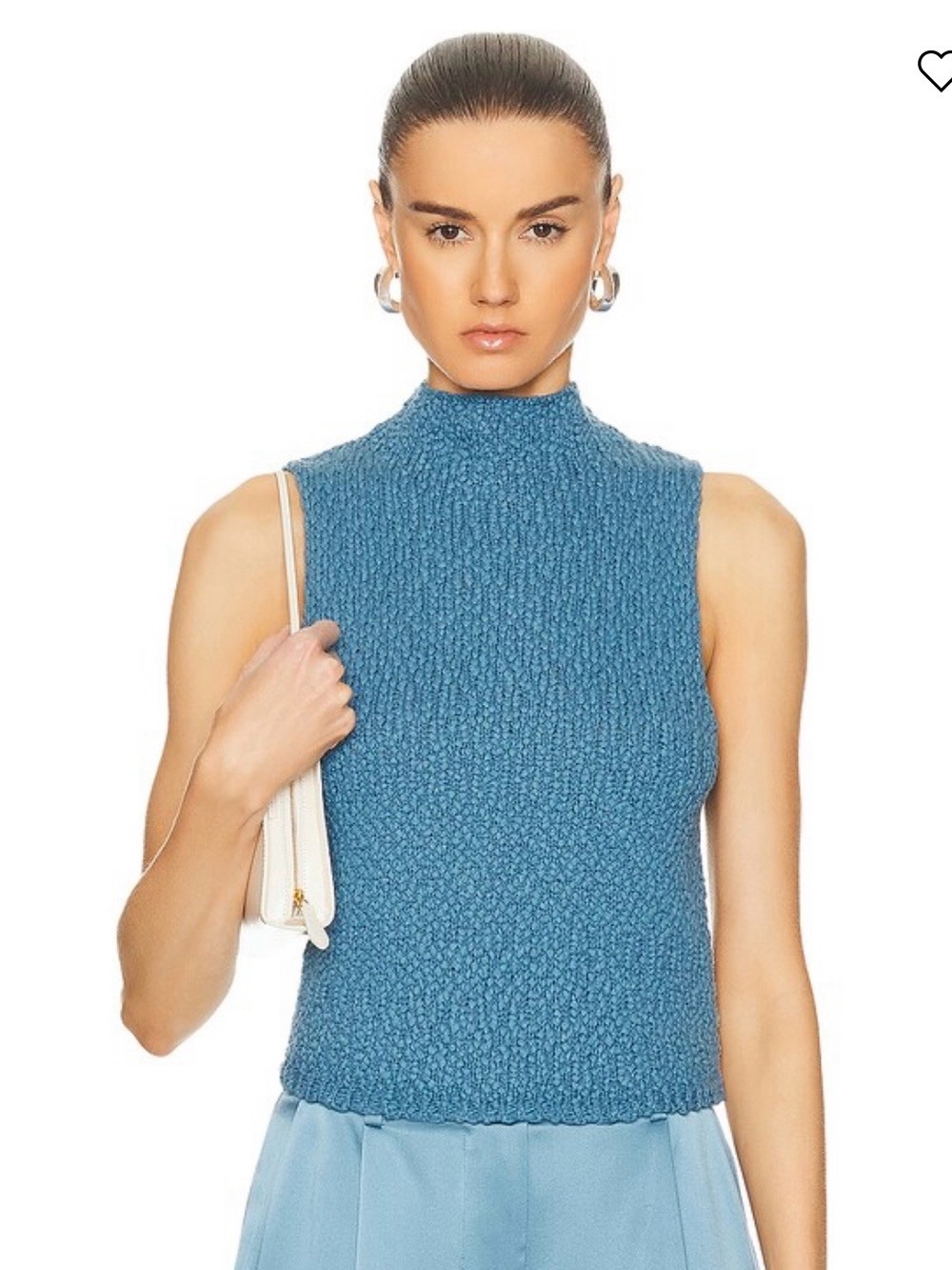 Sleeveless Mock Neck Knit Top in Teal Blue